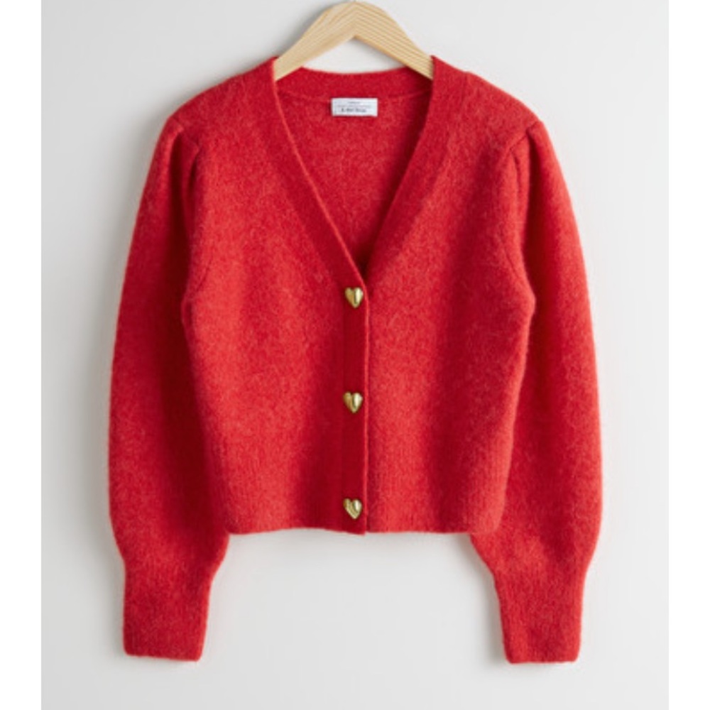 & Other Stories Red Heart cardigan